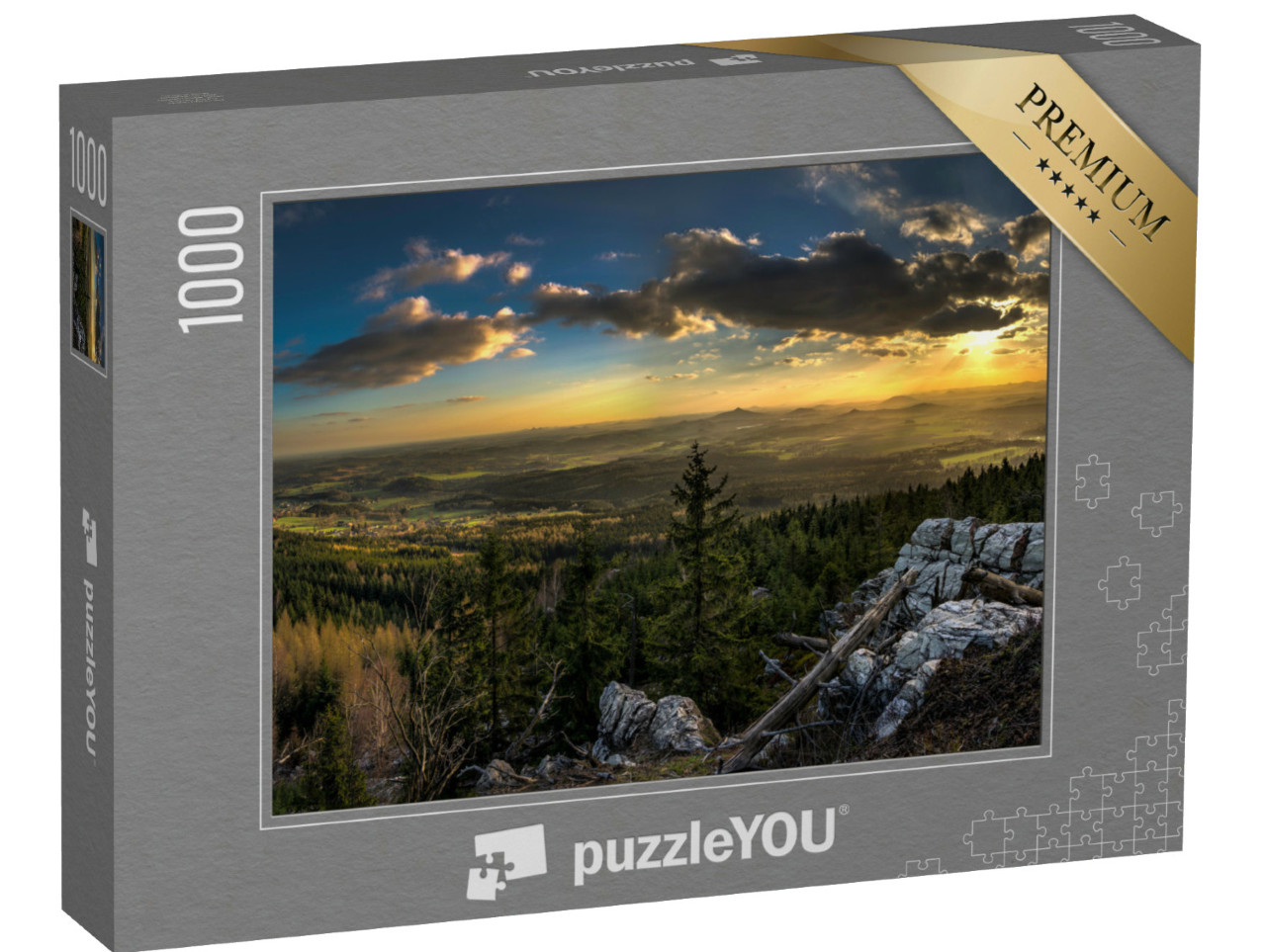 puzzle 1000 dílků „Západ slunce z rozhledny Ještěd, Česká republika“