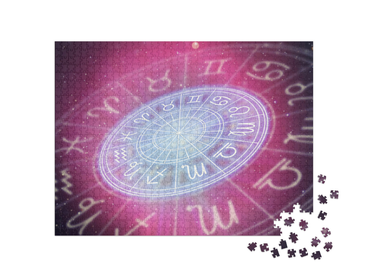 puzzle 1000 dílků „Astrologická znamení zvěrokruhu, horoskop, hvězdná obloha“