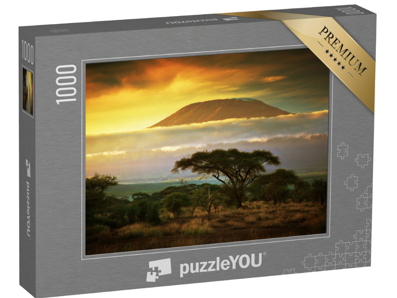 puzzle 1000 dílků „Obrázky: Savana a mraky na Kilimandžáru v Amboseli, Keňa, Afrika“