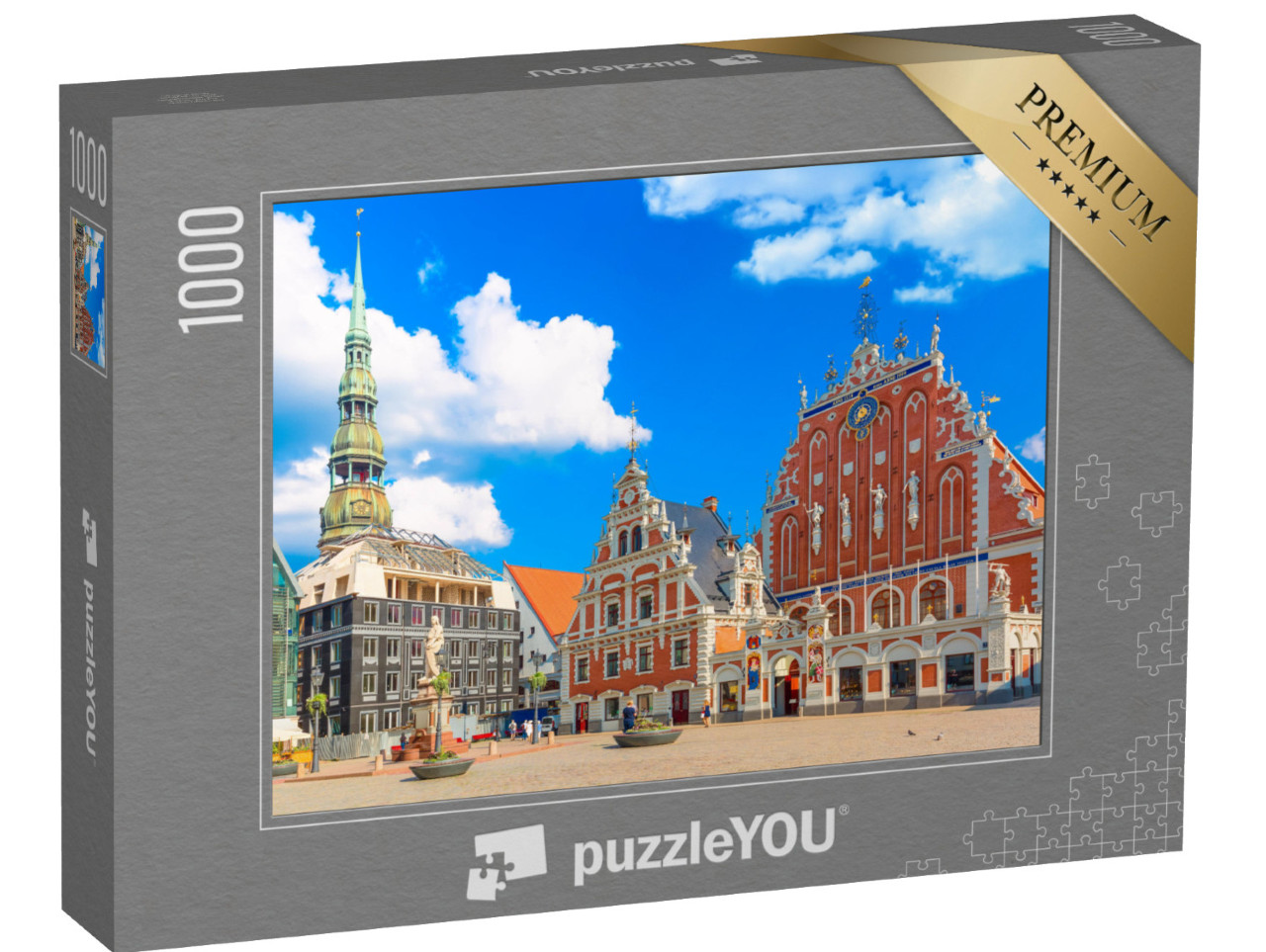 puzzle 1000 dílků „Staré město se slavnými budovami a katedrálou v Rize, Lotyšsko“