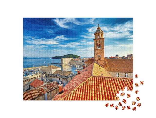 puzzle 1000 dílků „Město Dubrovník při západu slunce, Chorvatsko“