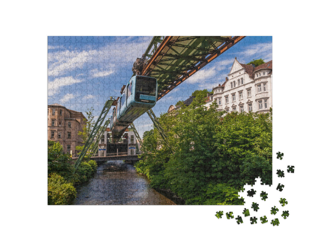puzzle 1000 dílků „Zavěšená tramvaj ve Wuppertalu“