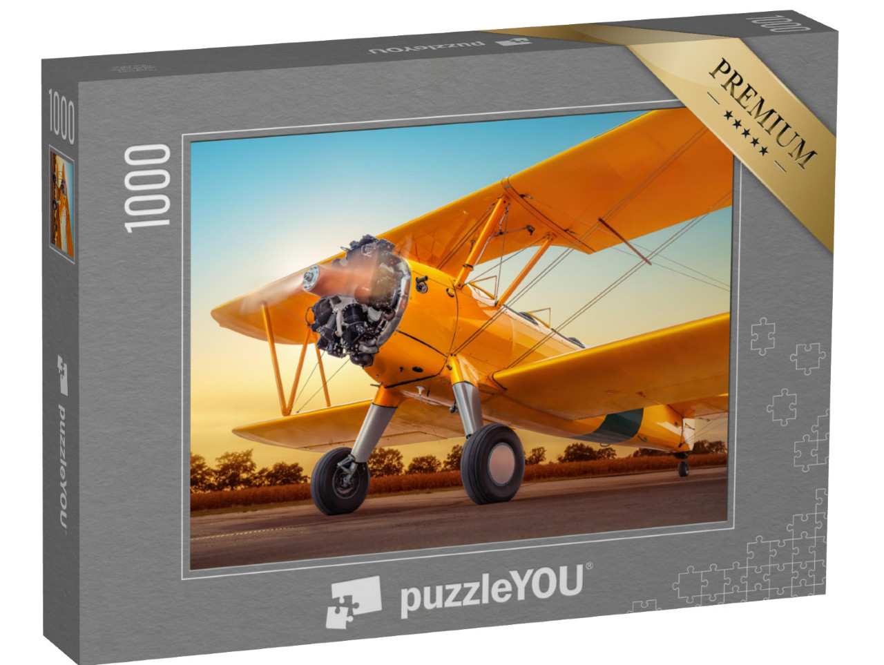 puzzle 1000 dílků „Historické letadlo na vzletové a přistávací dráze“