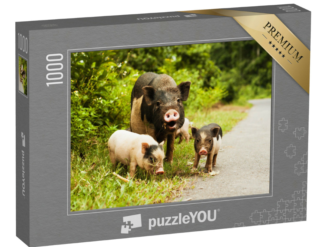 puzzle 1000 dílků „Matka prasnice se skvrnitými selaty“