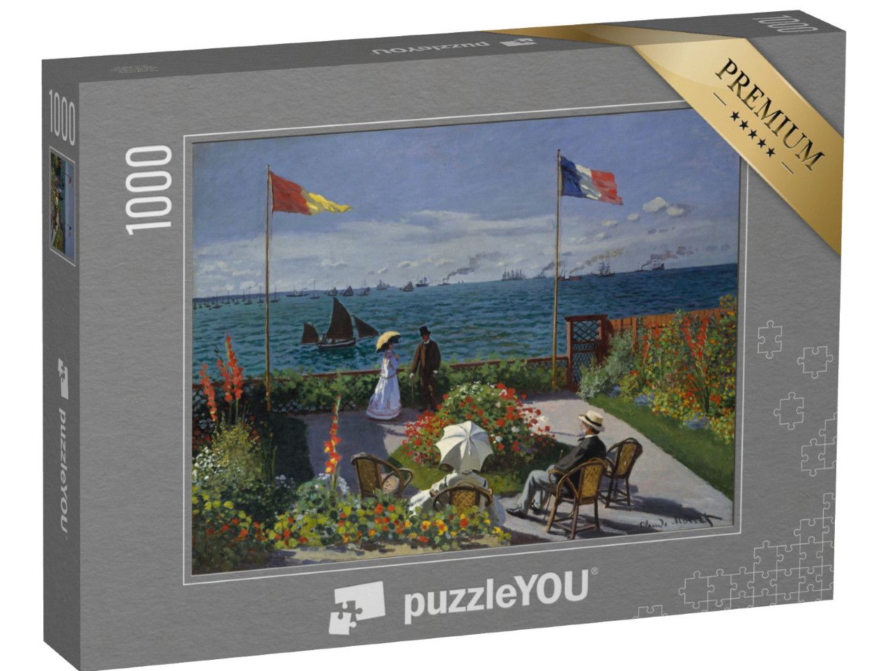 puzzle 1000 dílků „Zahrada Sainte-Adresse, Claude Monet 1867“