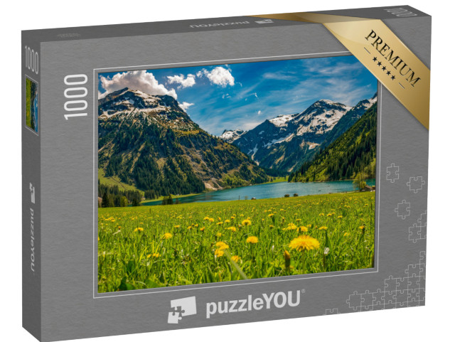 puzzle 1000 dílků „Vilsalpsee na jaře, Tannheimer Tal, Rakousko“