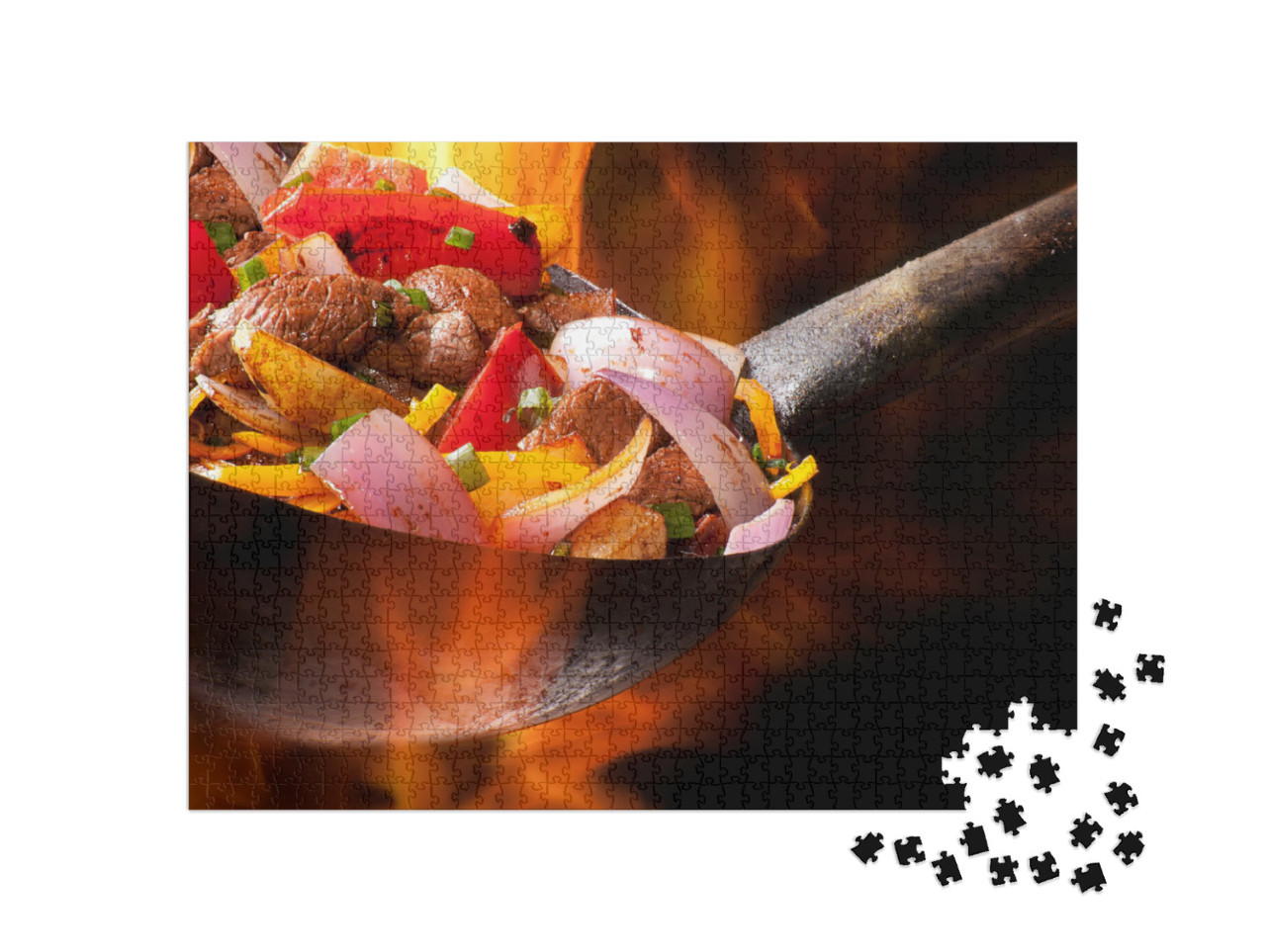 puzzle 1000 dílků „Maso a zelenina připravené ve woku“