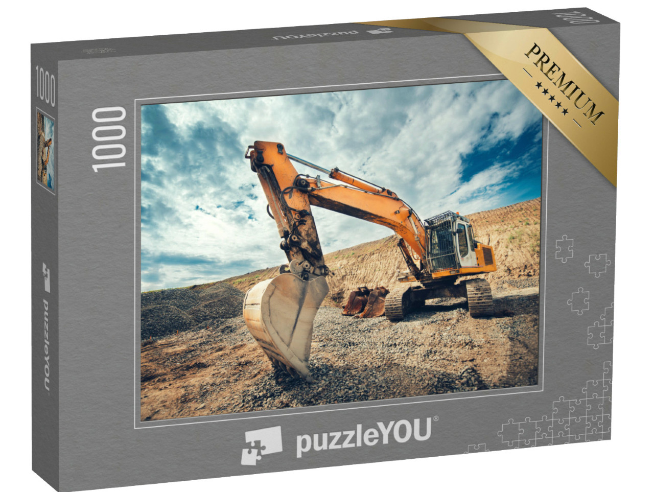 puzzle 1000 dílků „Detailní záběr průmyslového bagru na staveništi“