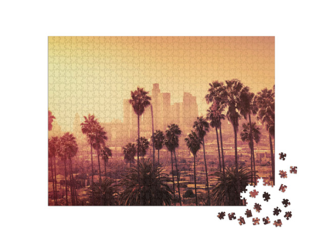 puzzle 1000 dílků „Západ slunce nad centrem Los Angeles“