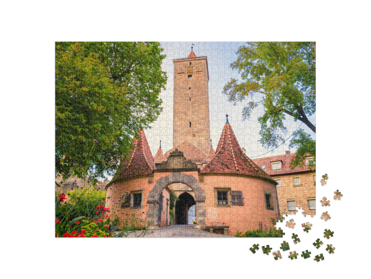 puzzle 1000 dílků „Zámecká brána v Rothenburgu ob der Tauber, Bavorsko“