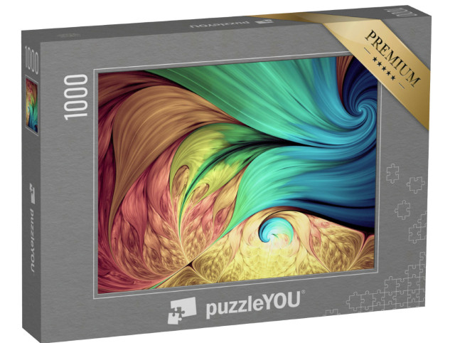 puzzle 1000 dílků „Relaxační vzory s fraktálními obrazci, tekoucí přírodní tvary, květiny, spirály“