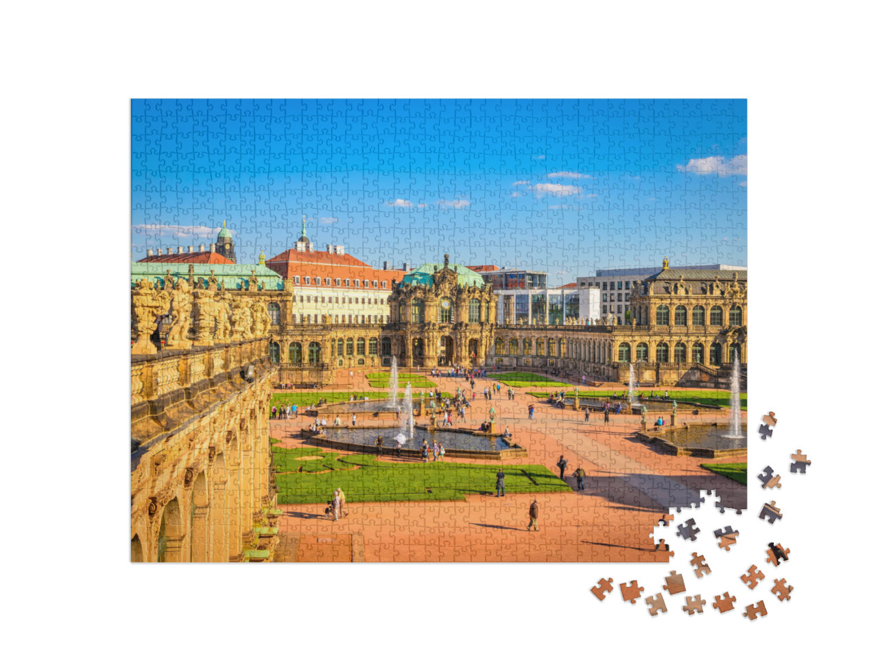 puzzle 1000 dílků „Drážďanský Zwinger, slavná umělecká galerie, Sasko, Německo“