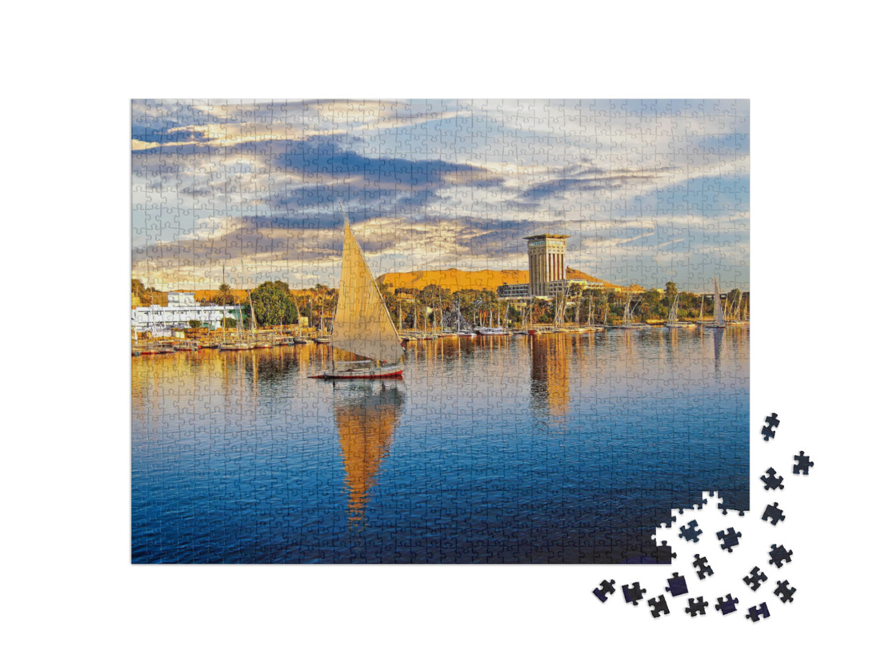 puzzle 1000 dílků „Luxor na Nilu je oblíbeným místem pro turistické lodě“