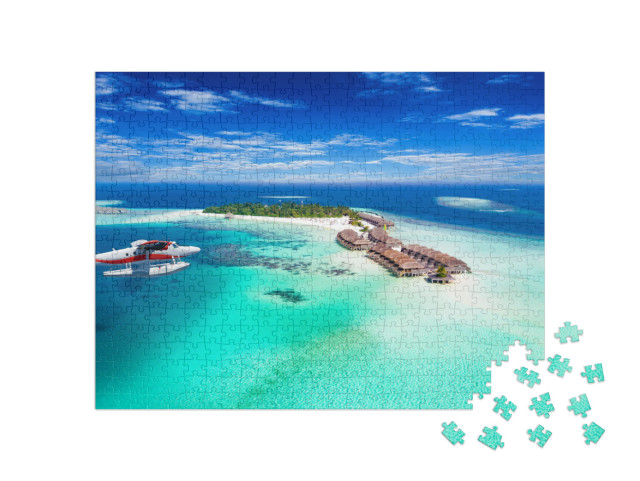 puzzle 500 dílků „Hydroplán se blíží k Maledivám“