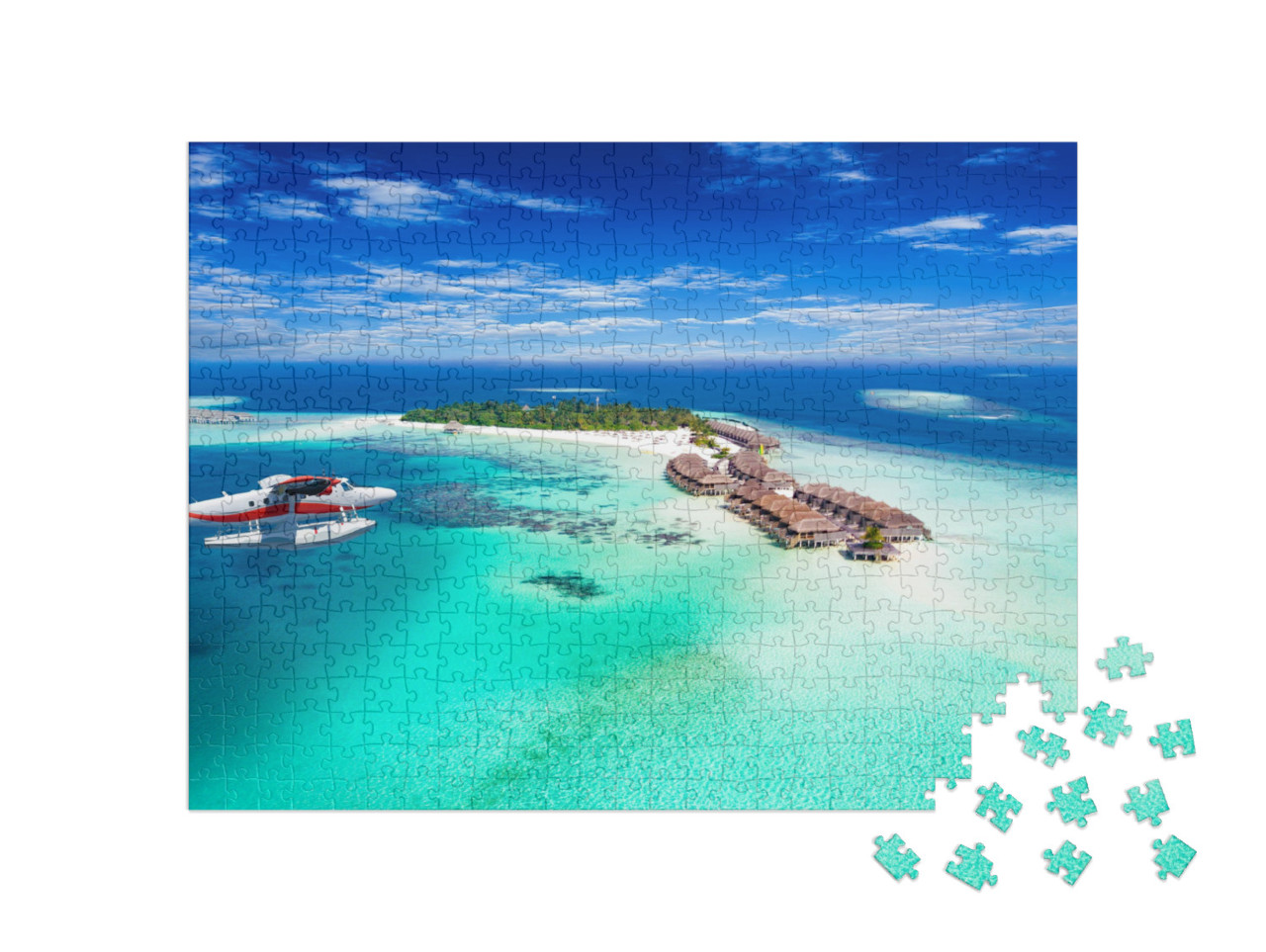puzzle 500 dílků „Hydroplán se blíží k Maledivám“