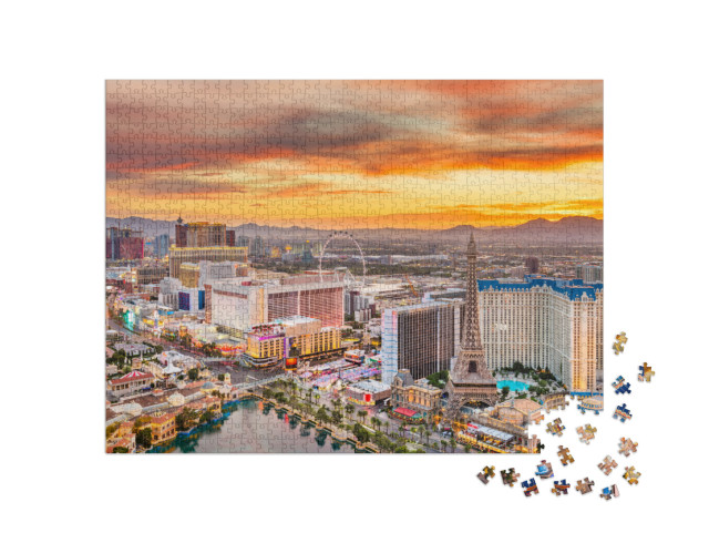 puzzle 1000 dílků „Las Vegas, Nevada: Soumrak nad Stripem“