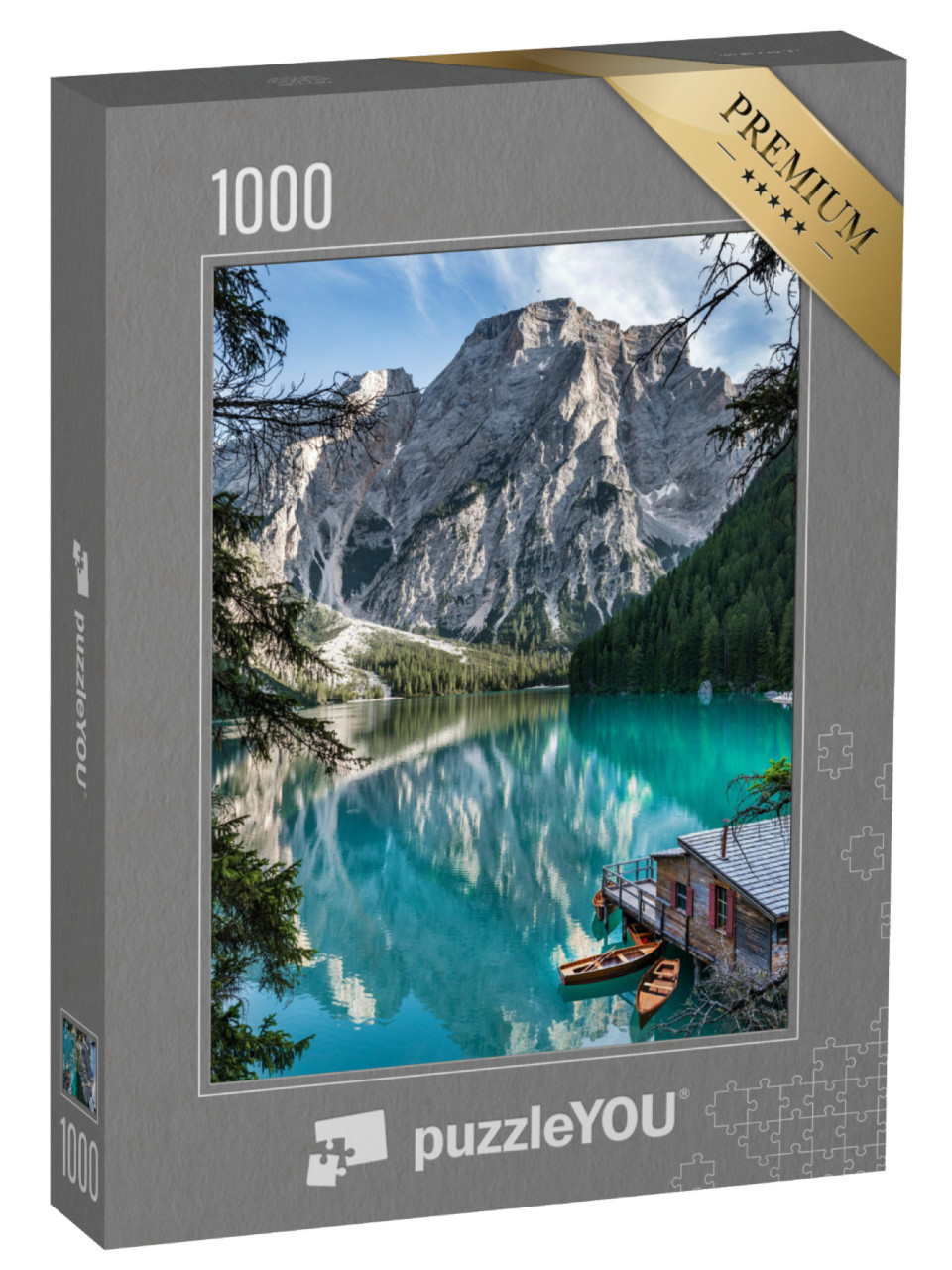 puzzle 1000 dílků „Krásné jezero Braies, Itálie“