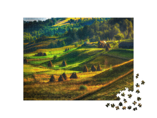 puzzle 1000 dílků „Horská krajina na podzim, Rumunsko“