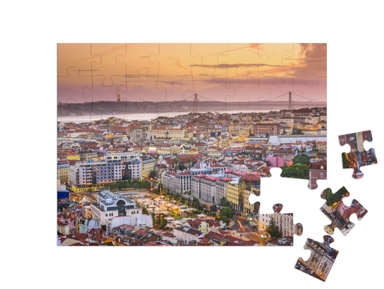 puzzle 48 dílků „Lisabon při západu slunce, Portugalsko“