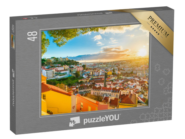 puzzle 48 dílků „Panoramatický pohled na Lisabon při západu slunce“