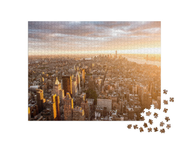 puzzle 1000 dílků „Krásný západ slunce nad Manhattanem“