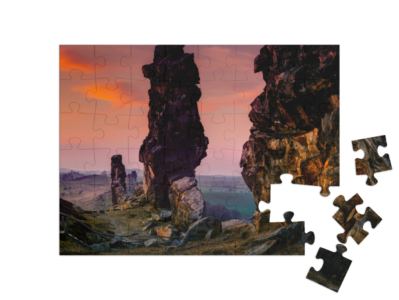 puzzle 48 dílků „Čertova stěna, pohoří Harz, Německo“