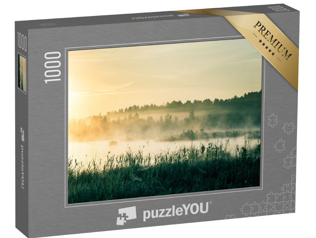 puzzle 1000 dílků „Mokřadní krajina se sluncem, Lotyšsko, severní Evropa“