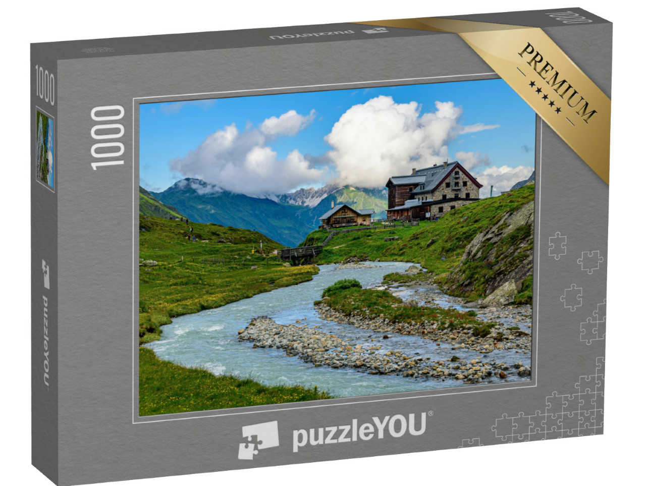 puzzle 1000 dílků „Chata Franz Senn ve Stubaiských Alpách“