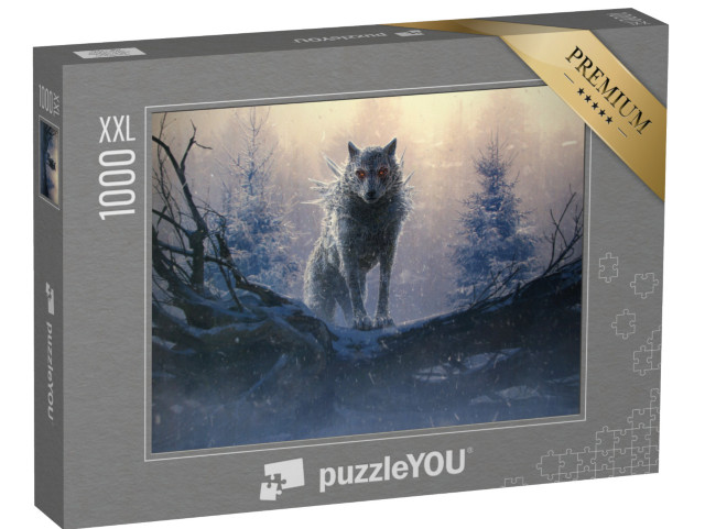 puzzle 1000 dílků XXL „Fenrir, obří ledový vlk ze severské mytologie.“