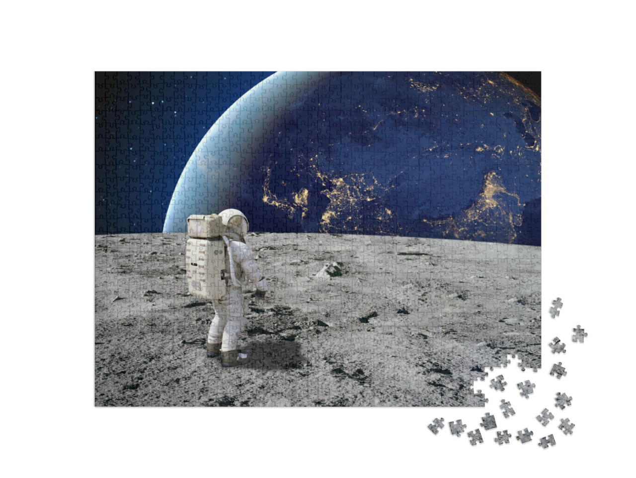 puzzle 1000 dílků „Astronaut na Měsíci se dívá na Zemi“