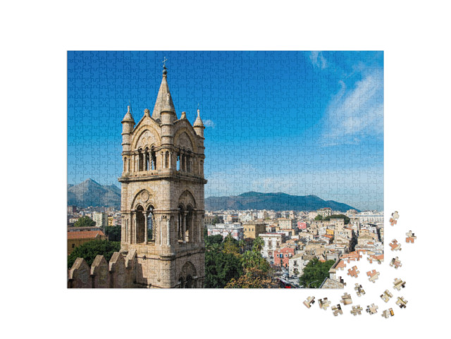 puzzle 1000 dílků „Katedrála Santa Maria Assunta nad střechami Palerma, Sicílie“