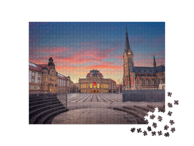 puzzle 1000 dílků „Divadelní náměstí v Chemnitzu večer, Německo“