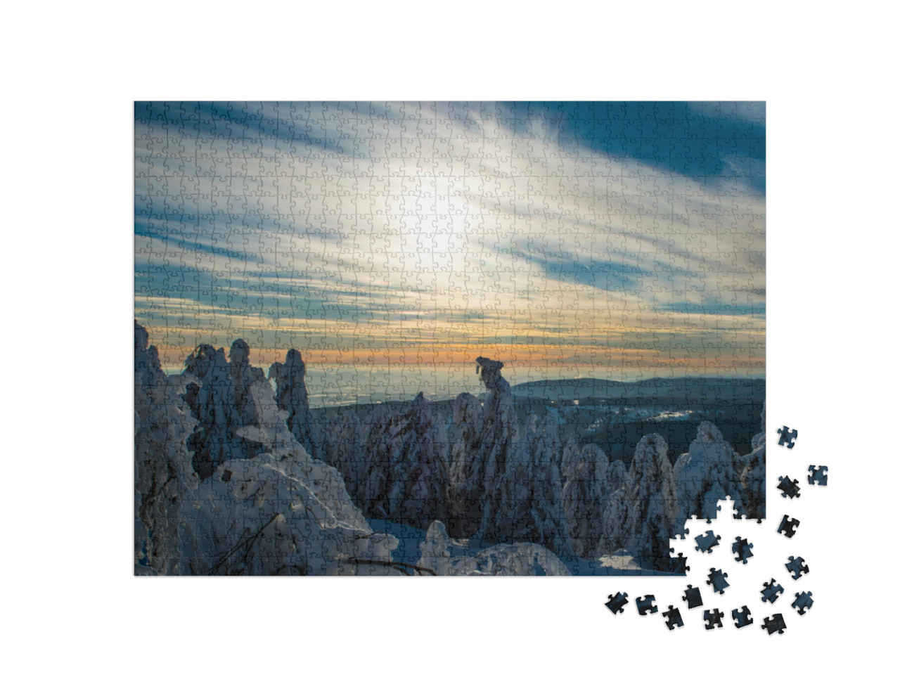puzzle 1000 dílků „Klínovec v zimě, Krušné hory, Česká republika“