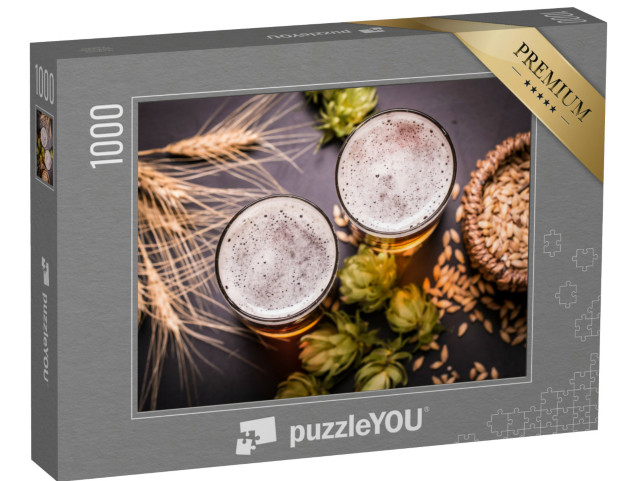 puzzle 1000 dílků „Rozmanitá piva v letce připravené k ochutnávce, Vintage Fil...“