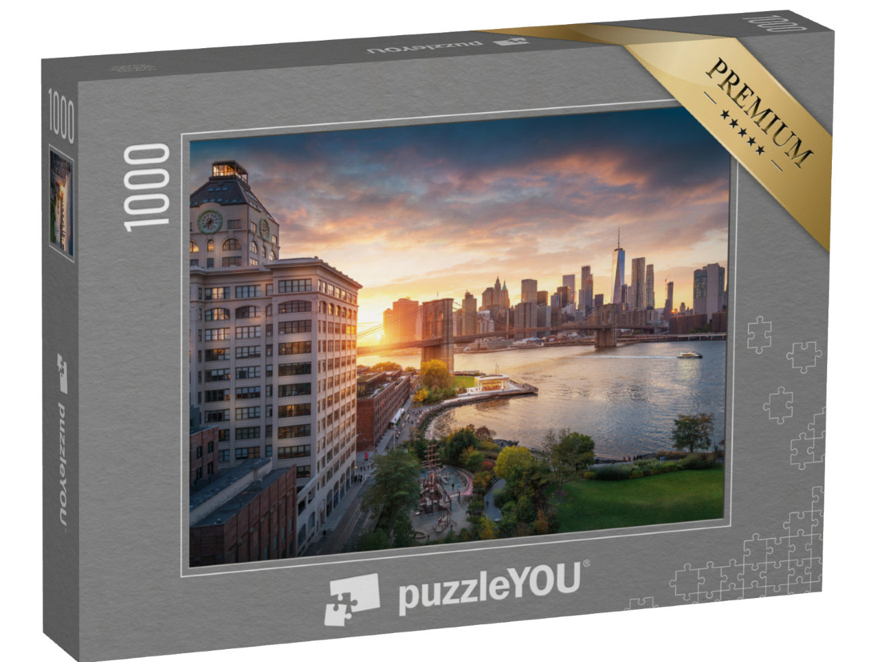 puzzle 1000 dílků „Brooklynský most v New Yorku s finanční čtvrtí“