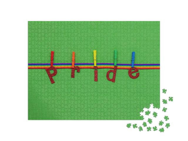 puzzle 1000 dílků „Pozadí LGBTQ Pride s písmeny visícími s c“