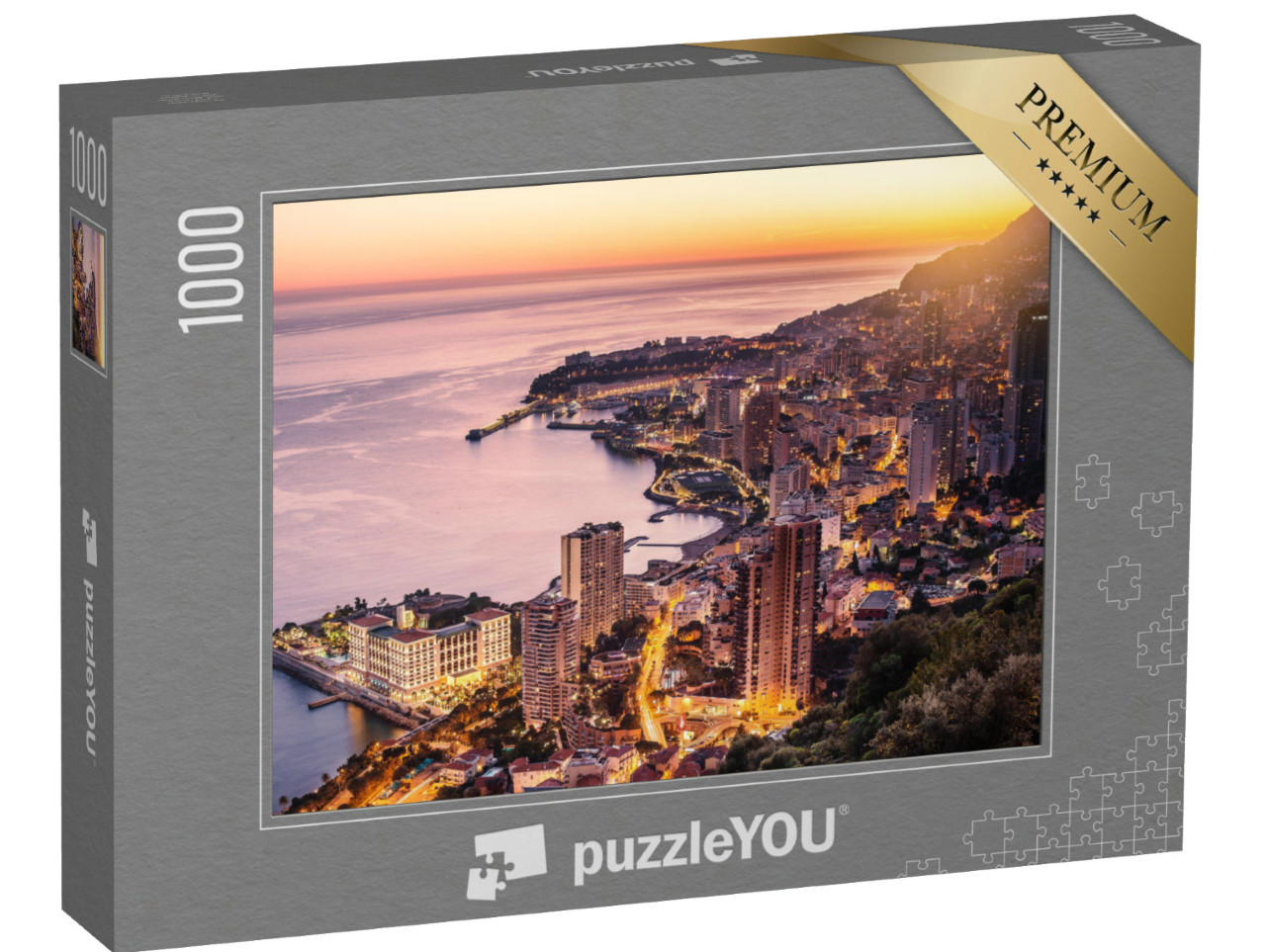 puzzle 1000 dílků „Večerní pohled na Montecarlo, Monako, Azurové pobřeží, Evropa“
