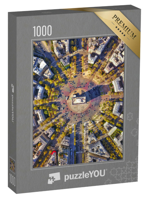 puzzle 1000 dílků „Dokonalý letecký pohled na Vítězný oblouk, Paříž, Francie“