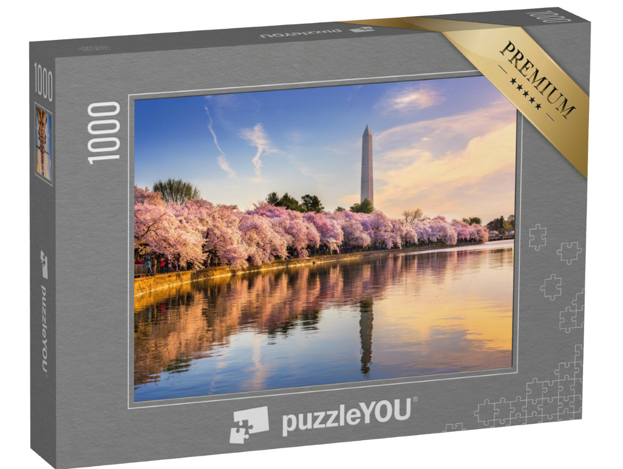 puzzle 1000 dílků „Přílivová nádrž s Washingtonovým památníkem na jaře, Washington DC, USA“