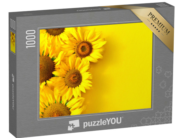 puzzle 1000 dílků „Slunečnice na žlutém pozadí s prostorem pro kopírování. Květinové...“