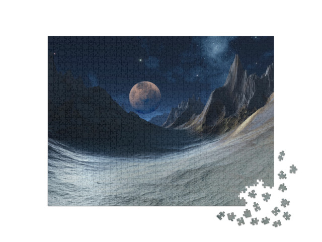 puzzle 1000 dílků „3D rendering, fantasy krajina, noční obloha“