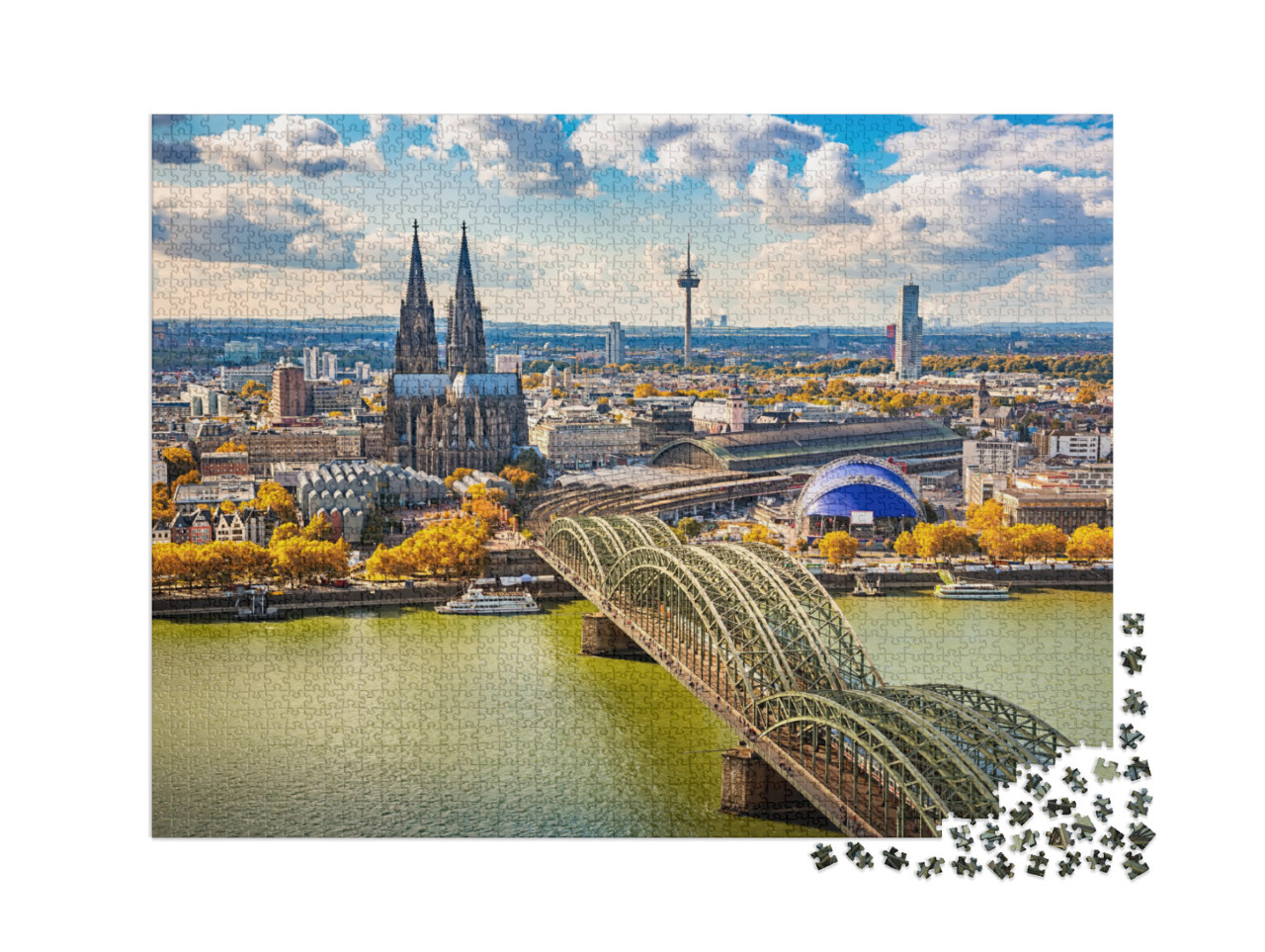 puzzle 2000 dílků „Letecký pohled na Kolín nad Rýnem, Německo“