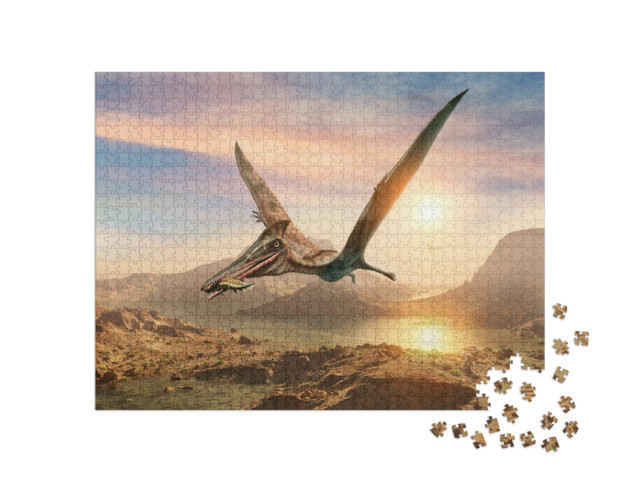 puzzle 1000 dílků „Scéna s ptakoještěrem, 3D ilustrace“