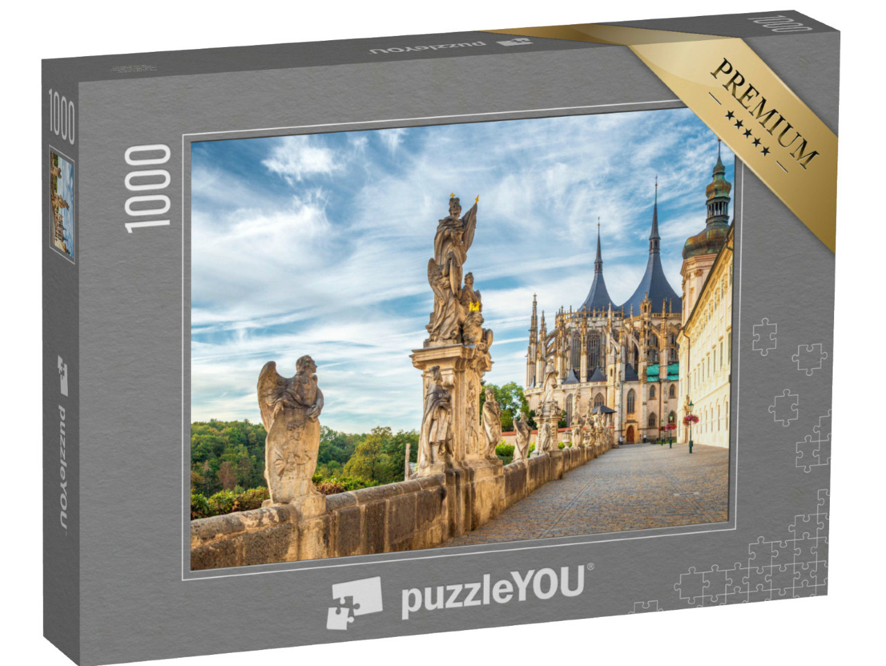 puzzle 1000 dílků „Chrám sv. Barbory a Jezuitská kolej Kutná hora, Česká republika“