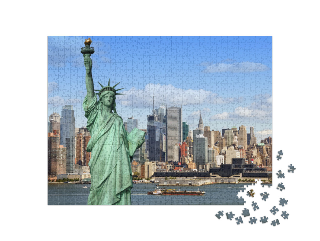 puzzle 1000 dílků „Socha Svobody s řekou Hudson, New York City“