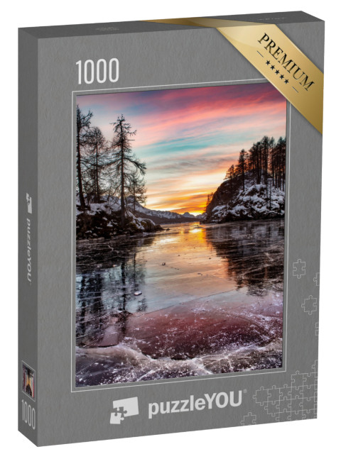 puzzle 1000 dílků „Zamrzlé jezero Sils, Engadin, Grisons, Švýcarsko“