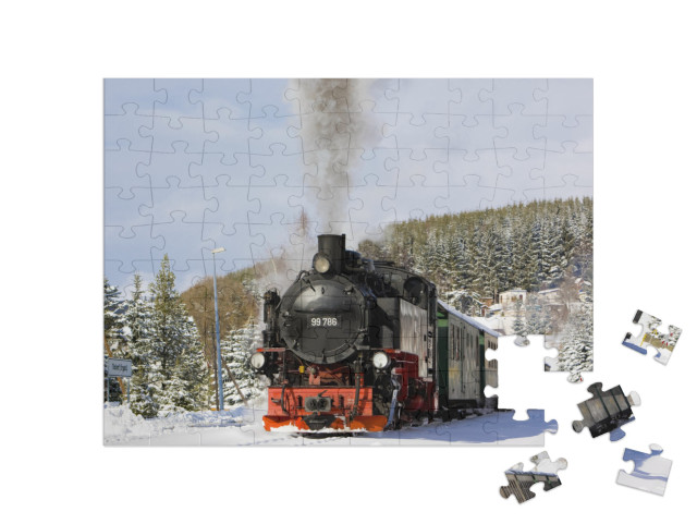 puzzle 100 dílků „Parní vlak železnice Fichtelberg u Oberwiesenthalu, Německo“