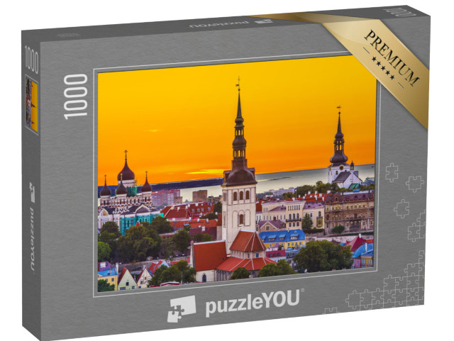 puzzle 1000 dílků „Panorama Tallinnu při západu slunce, Estonsko“