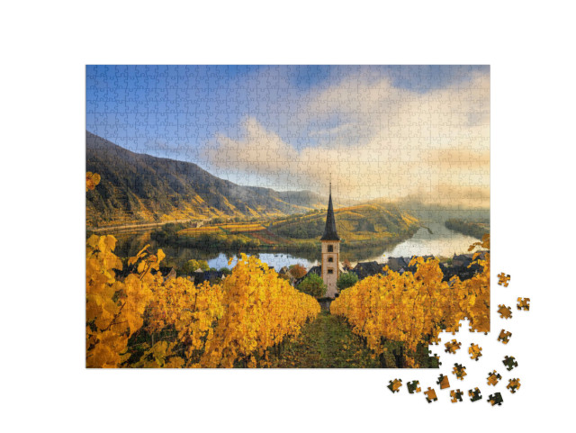 puzzle 1000 dílků „Ohyb Mosela, romanticky krásná řeka v Německu“