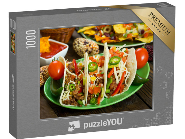 puzzle 1000 dílků „Čerstvě připravené hovězí tacos“